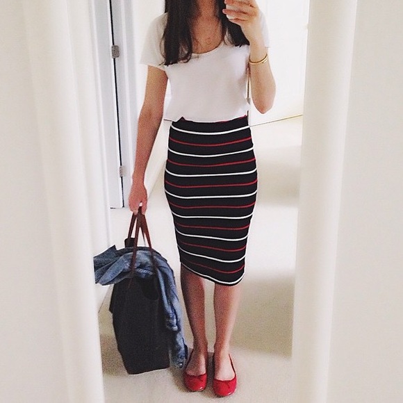 American Apparel stripe midi pencil skirt - Picture 2 of 5